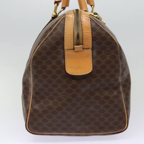 CELINE Macadam Canvas Boston Bag PVC Leather Brown Auth - Picture 4 of 16